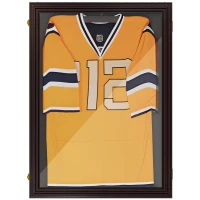HOMCOM 26" x 35" Shadow Box Frame, UV-Resistant Jersey Display Case with T-shirt Hanger and 2 Keys, Brown(m-11)