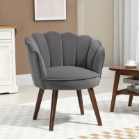 HOMCOM Modern Accent Chair Leisure Club Chair with Velvet-Touch Fabric Wood Legs for Living Room, Dark Grey(m-8)