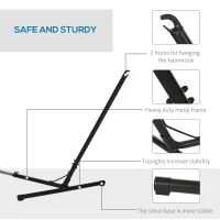 Outsunny Adjustable Hammock Stand, Fits 10-13 ft Hammocks Up to 264lbs Capacity,Black(m-4)