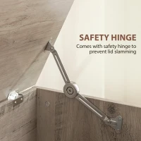 HOMCOM 31.5 Inches Storage Chest, Storage Trunk with 2 Safety Hinges for Living Room, Grey Wood Grain(m-5)