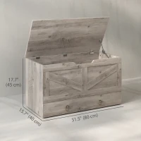 HOMCOM 31.5 Inches Storage Chest, Storage Trunk with 2 Safety Hinges for Living Room, Grey Wood Grain(m-3)