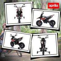 Qaba 12V Aprilia Licenced Kids Motorcycle with Training Wheels, Spring Suspension, LED Light, USB, Music, Red(m-8)