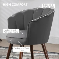 HOMCOM Modern Accent Chair Leisure Club Chair with Velvet-Touch Fabric Wood Legs for Living Room, Dark Grey(m-5)