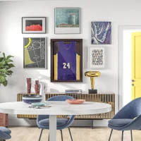 HOMCOM 26" x 35" Shadow Box Frame, UV-Resistant Jersey Display Case with T-shirt Hanger and 2 Keys, Brown(m-9)