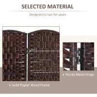 HOMCOM 6ft Folding Room Divider, 3 Panel Wall Partition with Wooden Frame for Bedroom, Home Office, Brown(m-5)