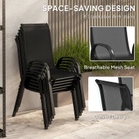 Outsunny 8 Pieces Patio Furniture Set with 9Ft Patio Umbrella, Outdoor Dining Table and Chairs, Black(m-6)