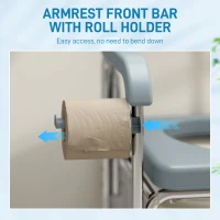 HOMCOM Rolling Shower Wheelchair for Seniors, Bedside Commode Chair with Locking Wheels, Seat, Backrest, Arms, Gray(m-9)