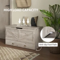 HOMCOM 31.5 Inches Storage Chest, Storage Trunk with 2 Safety Hinges for Living Room, Grey Wood Grain(m-7)