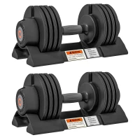 Soozier 4-Level Adjustable Dumbbells, 2 x 22lbs Rubber Weights Exercise Fitness Dumbbell Set with Non-Slip Handles and Tray for Men Women Home Gym Workout(m-11)