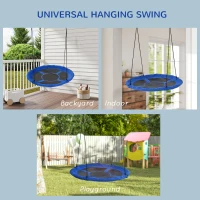 Outsunny 43.25" Saucer Swing, Nest Web Rope Seat with Adjustable Hanging Ropes, for Indoor Outdoor Children 3-12 Years Old, Blue(m-4)