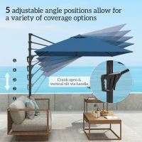 Outsunny 8'x8' Square Patio Hanging Offset Umbrella, Outdoor Cantilever Parasol w/ Cross Base, Navy Blue(m-5)