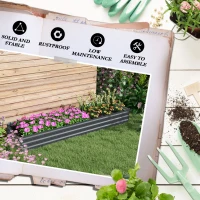 Outsunny 8'x2'x1' Galvanized Raised Bed, Large Elevated Planter Box for Growing Flowers, Herbs and Vegetables, Dark Grey(m-7)