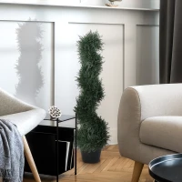 Outsunny 35.5" Topiary Trees Artificial Faux Fakes Spiral Plant Green Cedar Tree Indoor Decor with Nursery Pot(m-7)
