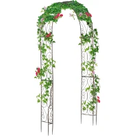 Outsunny 7.5ft Garden Metal Arch Outdoor Walkway Arbor for Decorative Climbing Vine Plants Party Wedding Ceremony Decoration Accessories Black(m-2)