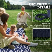 Outsunny Reversible Outdoor Rug, Waterproof Plastic Straw with Carry Bag, 9' x 18', Blue & White Lantern(m-8)