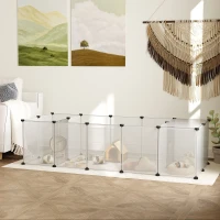 PawHut 20 Panels DIY Small Animal Cage with Door, Top Cover, Indoor Yard Fence for Guinea Pig, Hedgehog, Bunny, White(m-1)