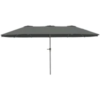 Outsunny 13ft Double-Sided Patio Umbrella with Crank Handle, for Poolside, Deck, Garden, Light Grey(m-2)