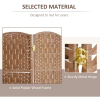 HOMCOM 6ft Folding Room Divider, 6 Panel Wall Partition with Wooden Frame for Bedroom, Home Office, Natural(m-5)