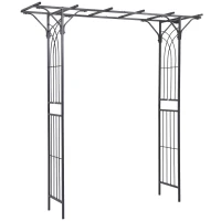 Outsunny 82'' Decorative Metal Garden Trellis Arch with Durable Steel Tubing & Elegant Scrollwork, Perfect for Weddings(m-12)
