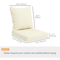 Outsunny Seat Cushion Back Pillows Replacement Set of 2, Patio Chair Cushions Set for Indoor Outdoor, Cream White(m-3)