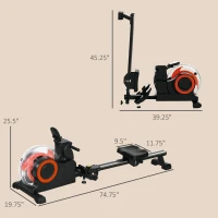 Soozier Foldable Rower Machine, Water Rowing Machine with Wheels, LCD Monitor and Tablet Holder for Cardio Training, Red(m-3)