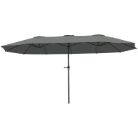 Outsunny 13ft Double-Sided Patio Umbrella with Crank Handle, for Poolside, Deck, Garden, Light Grey(m-11)
