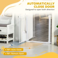 PawHut 30"-41" Extra Wide Pet Gate Barrier with Small Door, 30"H Dog Gate with Safety Gate Barrier, Stair Pressure Fit, White(m-5)