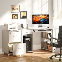 Vinsetto L-Shaped Computer Desk and File Cabinet Set for Bedroom, White(m-1)