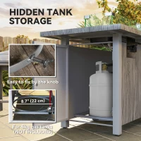 Outsunny 50,000 BTU Gas Fire Pit Table with Cover and Glass Screen, Grey(m-6)