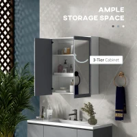 kleankin Bathroom Storage Cabinet Set, Wall Mounted Medicine Cabinet, Bathroom Cabinet with Adjustable Shelves, White & Grey(m-5)