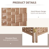 HOMCOM Room Divider, 4 Panel Folding Privacy Screen, 6FT Tall Portable Wicker Weave Partition Wall Divider for Bedroom, Home Office, Natural(m-6)