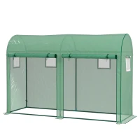 Outsunny Outdoor Garden Greenhouse, Steel Greenhouse tent with 2 Doors and 4 Windows for Backyard, Patio, 9.8'x3.3'x6.6', Green(m-2)