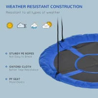 Outsunny 43.25" Saucer Swing, Nest Web Rope Seat with Adjustable Hanging Ropes, for Indoor Outdoor Children 3-12 Years Old, Blue(m-6)