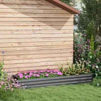 Outsunny 8'x2'x1' Galvanized Raised Bed, Large Elevated Planter Box for Growing Flowers, Herbs and Vegetables, Dark Grey(m-1)