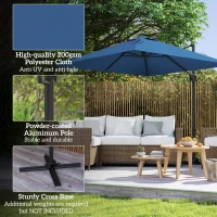 Outsunny 8'x8' Square Patio Hanging Offset Umbrella, Outdoor Cantilever Parasol w/ Cross Base, Navy Blue(m-7)