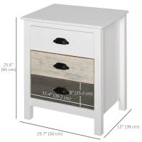 HOMCOM Accent Table Storage Cabinet with 3 Drawers Wooden Bedside Table Night Stand, Home Furniture(m-3)