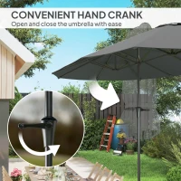 Outsunny 13ft Double-Sided Patio Umbrella with Crank Handle, for Poolside, Deck, Garden, Light Grey(m-5)