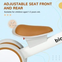 Qaba Toddler Balance Bike for 12–36 Months with Adjustable Seat, Removable Basket, 4 Silent Wheels, Brown(m-5)