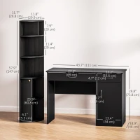 HOMCOM Computer Desk and Bookcase Set, Study Table with Adjustable Shelf, Bookshelf with Open Compartments and Cabinet, Black(m-3)