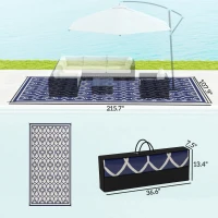 Outsunny Reversible Outdoor Rug, Waterproof Plastic Straw with Carry Bag, 9' x 18', Blue & White Lantern(m-3)