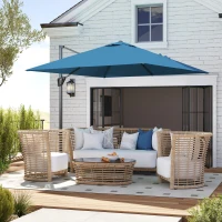 Outsunny 8'x8' Square Patio Hanging Offset Umbrella, Outdoor Cantilever Parasol w/ Cross Base, Navy Blue(m-1)