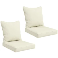 Outsunny Seat Cushion Back Pillows Replacement Set of 2, Patio Chair Cushions Set for Indoor Outdoor, Cream White(m-2)