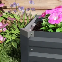 Outsunny 8'x2'x1' Galvanized Raised Bed, Large Elevated Planter Box for Growing Flowers, Herbs and Vegetables, Dark Grey(m-9)