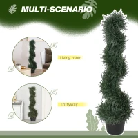 Outsunny 3FT Topiary Artificial Faux Cedar Tree Spiral Fake Plant, Pre-potted & Features High-Quality Detailed Look for Indoor or(m-4)