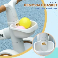 Qaba Toddler Balance Bike for 12–36 Months with Adjustable Seat, Removable Basket, 4 Silent Wheels, Brown(m-6)