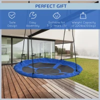 Outsunny 43.25" Saucer Swing, Nest Web Rope Seat with Adjustable Hanging Ropes, for Indoor Outdoor Children 3-12 Years Old, Blue(m-5)