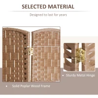 HOMCOM Room Divider, 4 Panel Folding Privacy Screen, 6FT Tall Portable Wicker Weave Partition Wall Divider for Bedroom, Home Office, Natural(m-5)