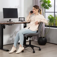 HOMCOM Armless Office Chair, 360° Swivel Desk Chair with Adjustable Height & Tilt Function for Home Office, Study, Dark Grey(m-9)