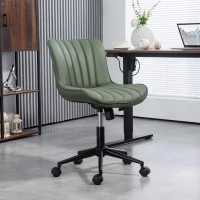 HOMCOM Armless Office Chair, 360° Swivel Desk Chair with Adjustable Height & Tilt Function for Home Office, Study, Dark Green(m-8)