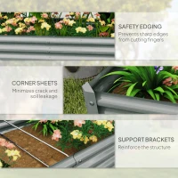 Outsunny 6 x 3 x 1ft Galvanized Raised Garden Bed, Reinforced Outdoor Planter Box with Open Bottom, Silver(m-7)